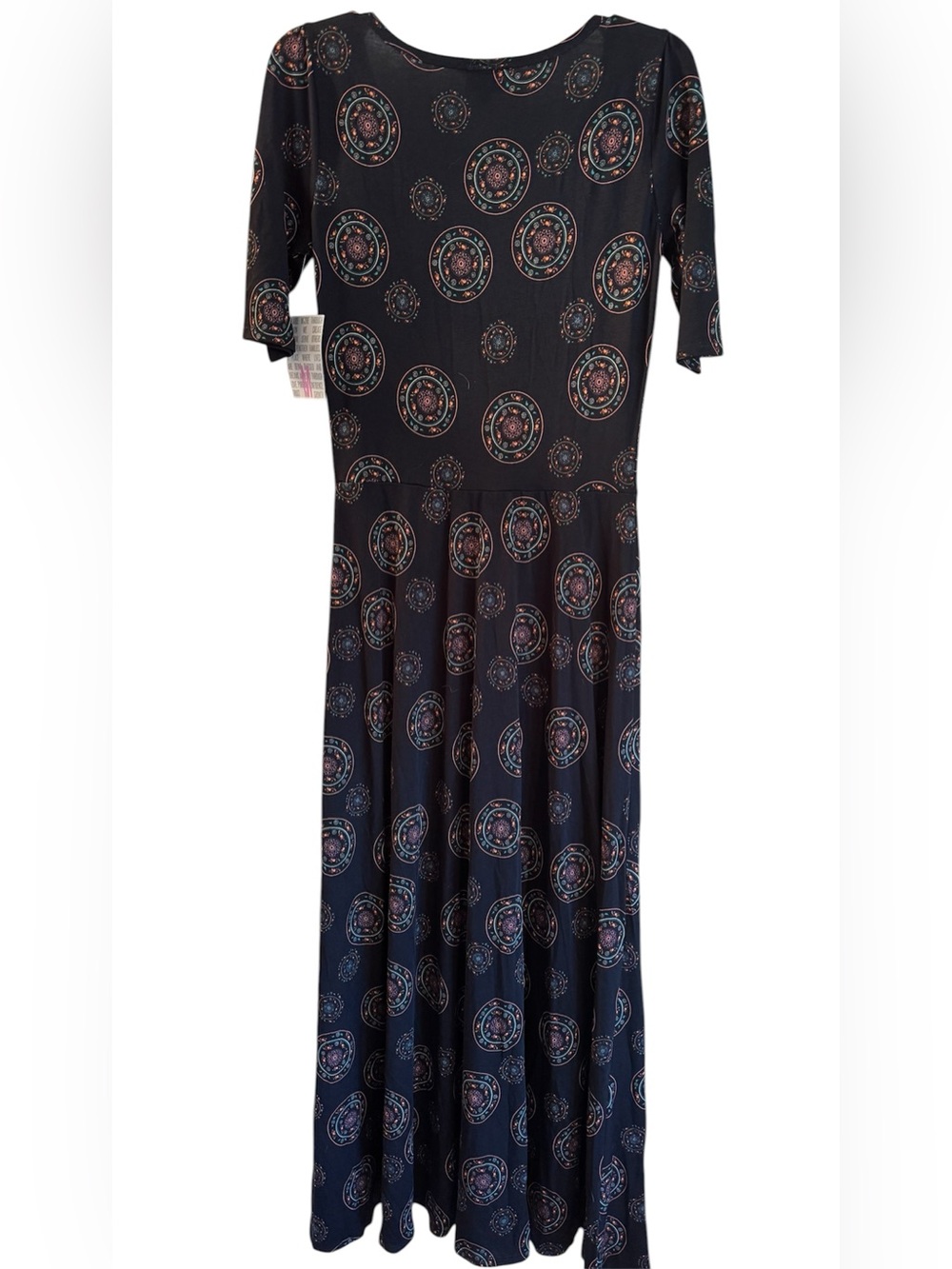 NWT LuLaRoe Black Maxi Dress with Multicolor Medallion Print - Picture 3 of 6